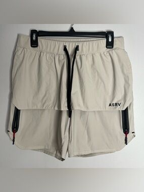 ASRV Tetra Lite Tech Shorts Mens Large Unlined 7 Inch Inseam Stone